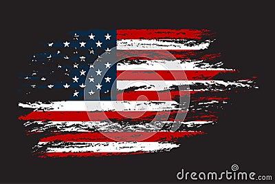 Grunge Flag of the USA in with grunge texture. Vector Illustration